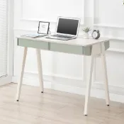 【AOTTO】北歐風莫蘭迪雙抽辦公桌-100cm(書桌 辦公桌 電腦桌 工作桌)
