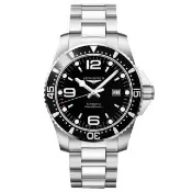 【LONGINES 浪琴】黑水鬼 Conquest 征服者300米潛水64小時動力儲存機械錶-黑/44mm(L3.841.4.56.6)