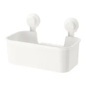 【IKEA 宜家家居】TISKEN 附吸盤置物籃，白色