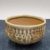 手拉坏刻紋陶土柴燒抹茶碗