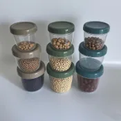 儲物罐廚房零食收納盒防潮塑料五穀雜糧透明密封罐乾貨收納罐套組