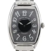 【DOKODEMO】二手FRANCK MULLER Muller Tonookabex Sunset 手錶 1752QZ，不鏽鋼，瑞士製造，銀色石英機芯，模擬顯示，黑色錶盤，女士款