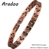 ARADOO 純銅磁性手鍊項鍊男士女士銅腕帶 3500 高斯磁鐵首飾禮品