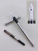 dunhill登喜路鋼筆18k金屬條紋鍍銀ALFRED 18