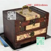【精品推薦】仿古做舊首飾盒梳妝盒復古帶鏡收納盒古典木質中式百寶盒古樸做舊