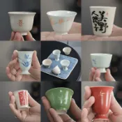 全球選品1館 生活百貨 閱銳 創意手繪個性茶杯 主人杯茶壺文創品茗杯聞香杯陶瓷單杯
