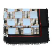 【BURBERRY 巴寶莉】英系經典格紋格子純棉混蠶絲薄披肩大方巾圍巾(卡其)