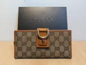阿開王 ~ 二手正品 Gucci Smlg 女用長夾 古馳 經典格菱紋皮夾 原外盒 銷貨明細