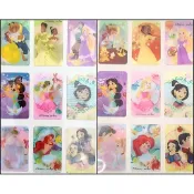 可刷卡厚紙板出貨 Disney 公主與王子 3D 立體 光柵 標籤 獎勵 白雪公主 美女與野獸 小美人魚 睡美人 貼紙