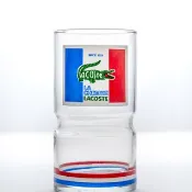 法國品牌Lacoste早期印花玻璃杯  中古良品 台灣免運