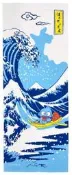 Sanrio Hangyodon Japanese Tenugui Towel Great Wave Kanagawa