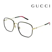 GUCCI 古馳  光學鏡框 GG1197OA 001 56mm 大鏡面 多邊形框眼鏡 LOGO鏡腳 黑金框/紅綠色腳
