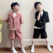 2025六一兒童小西裝花童表演服 夏季男童禮服三件式