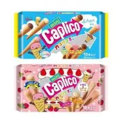+東瀛go+ glico 固力果Caplico 綜合迷你甜筒餅乾 10入 牛奶/草莓/可可 冰淇淋三兄弟