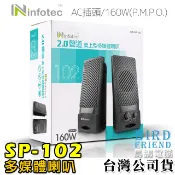 【鳥鵬電腦】infotec SP-102 桌上型多媒體喇叭 耳機輸出孔 防磁喇叭 110V AC插頭 電源開關 音量旋鈕