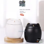 ✅🍂剛剛好🍂可愛招財貓陶瓷茶葉罐 花茶儲存罐 大容量便攜防潮隨身旅行小茶倉密封罐乾果罐子XI