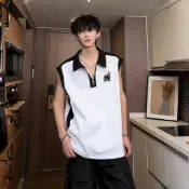 夏季新款高級感男士半拉鍊無袖POLO衫時尚帥氣潮流坎肩背心上衣T 真甲好你購來