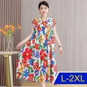 【韓國K.W.】自在柔軟寬鬆棉綢洋裝(渡假風/棉綢/輕薄)