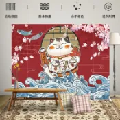 設彩品牌旗艦店 日式屏風 日式屏風招財貓料理店門口遮擋和風兩面背景牆折疊移動隔斷浮世繪『XY32148』