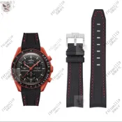 適配歐米加斯沃琪swatch聯名星球勞力仕液態矽膠弧口橡膠表帶20mm錶帶