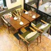北歐簡約甜品店奶茶店咖啡廳桌椅組閤休閒扶手椅子餐廳實木餐桌椅