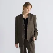 【ARVOpm】男女同款_深棕綠直條紋寬鬆版西裝外套73126301004(限時6折)