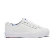 【Keds】TRIPLE KICK 荔枝紋真皮厚底小白鞋休閒鞋 (9191W132224)