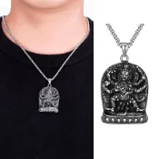 LEEHER 瑪哈嘎拉 項鍊 大黑天 男生項鍊 飾品 鈦鋼 吊墜項鍊 毛衣鏈 085