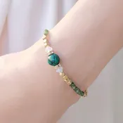 射手女孩12星座green-鳳凰石/海藻玉/日本珠 / 鋯石/黃銅手鍊手環