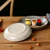 協貿國際日用品生活8館 復古陶瓷圓形淺盤飯盤日式餐廳商用擺臺菜盤水果盤餃子盤家用餐具