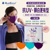 【藍鷹牌官方直營】抗UV N95醫療口罩 成人3D立體 橘綠紫三色穿搭 防曬透氣 台灣製30片 NP-3DMW-A-30