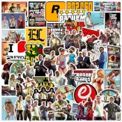 ✈️臺灣出貨 免運✈️ 100張 gta5遊戲貼紙 ins創意箱貼 行李箱個性貼紙 旅行箱防水貼紙 DIY手機殻 自粘貼