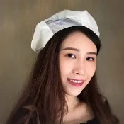Beret 貝雷帽 | 畫家帽 | 六邊剪裁 | 米白暗紋配英國印花布