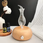 小胖達生活百貨 實木底座 手工玻璃擴香儀 七彩灯光 無需加水 精油擴香瓶 家用香薰機