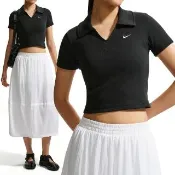 【NIKE 耐吉】As W Nsw ESSntl SS Polo Crp To 女款 黑色 短版緊身 短袖 IO2730-010