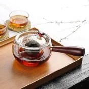 加厚玻璃紫砂側把壺膏硼矽主查器蒸主查壺小青柑查誰分離蒸煮兩用