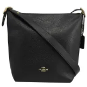 COACH 蔻馳  C2818 Val Duffle 經典LOGO荔枝皮革斜背包.黑
