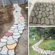 熱賣/爆款混凝土舖路仿石戶外庭院地磚地坪水泥地磚裝飾園林大石頭施工模具#簡易#新品