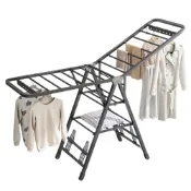 (店+)【cheaper 居家】翼型三層歐式曬衣架 HA160-3BK 免組裝/碟型衣架/曬衣架/雙翼衣架/戶外衣架/曬被架/大型晾曬架
