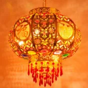 喜慶新年燈籠喬遷大門陽臺燈籠七彩電動旋轉吊燈結婚LED走馬燈