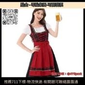 T-狂歡節女士傳統德國啤酒節服裝慕尼黑巴伐利亞Dirndl紅格子連衣裙