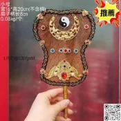 扇子拜斗法器日月扇子棕櫚材質擺件