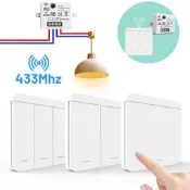 【遙控專區】家用單控雙控遙控智能無線開關免布線86面板電池隨意貼電燈開關