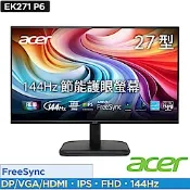 Acer 宏碁 EK271 P6 27吋144Hz IPS護眼電腦螢幕