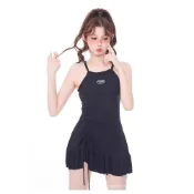 (有款媠衫)台灣出貨/夏季新款美式分體泳衣女 遮肉顯瘦 學生運動風兩件式泳裝 渡假海邊溫泉必備泳衣