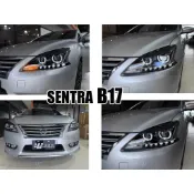 小亞車燈改裝＊全新 SUPER SENTRA 2012 2013 B17 類BMW雙圓 LED導光式 R8 魚眼 大燈