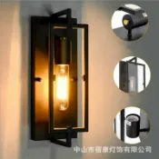 回響小舖 【復古工業風】壁燈 床頭燈 客廳燈 過道燈 臥室燈 愛迪生燈泡 美式風格 鐵藝燈罩 復古鎢絲燈 亞馬遜熱銷 北歐簡約 玄關走廊裝飾