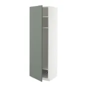【IKEA 宜家家居】METOD 高櫃附層板/網籃, 白色/nickebo 無光澤灰綠色, 60x60x200 公分