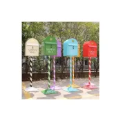 (店+)免運 開發票信箱 郵箱 信報箱 歐式複古鐵藝信箱 立式報箱 指示牌 庭院裝飾落地擺件 工業風攝影道具 門口信箱 意見箱