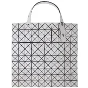 【ISSEY MIYAKE 三宅一生】BAOBAO 皮紋三角方格10x10手提包(白灰色/大)